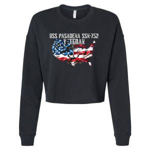 Uss Pasadena Ssn793 Attack Submarine Veteran Us Flag Premium Cropped Pullover Crew