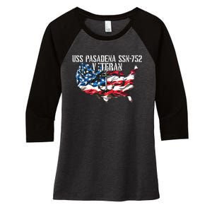 Uss Pasadena Ssn793 Attack Submarine Veteran Us Flag Premium Women's Tri-Blend 3/4-Sleeve Raglan Shirt