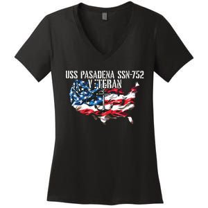 Uss Pasadena Ssn793 Attack Submarine Veteran Us Flag Premium Women's V-Neck T-Shirt