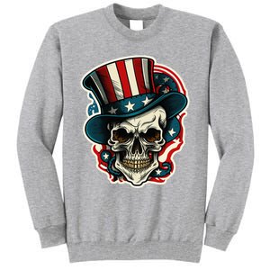 USA Proud Skull Top Hat American Flash Tattoo Retro 4th July Tall Sweatshirt