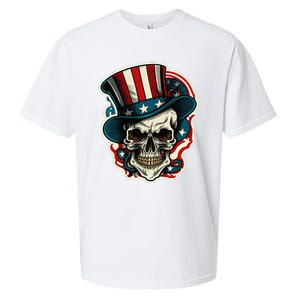 USA Proud Skull Top Hat American Flash Tattoo Retro 4th July Sueded Cloud Jersey T-Shirt