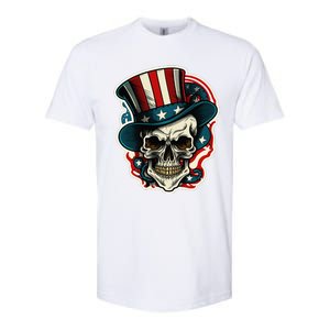 USA Proud Skull Top Hat American Flash Tattoo Retro 4th July Softstyle CVC T-Shirt