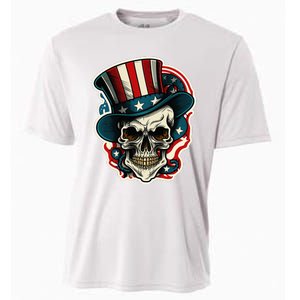 USA Proud Skull Top Hat American Flash Tattoo Retro 4th July Cooling Performance Crew T-Shirt