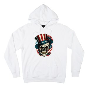 USA Proud Skull Top Hat American Flash Tattoo Retro 4th July Hoodie