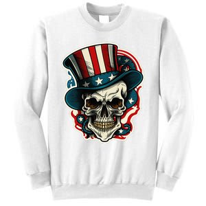 USA Proud Skull Top Hat American Flash Tattoo Retro 4th July Sweatshirt