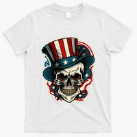 USA Proud Skull Top Hat American Flash Tattoo Retro 4th July T-Shirt