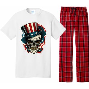 USA Proud Skull Top Hat American Flash Tattoo Retro 4th July Pajama Set