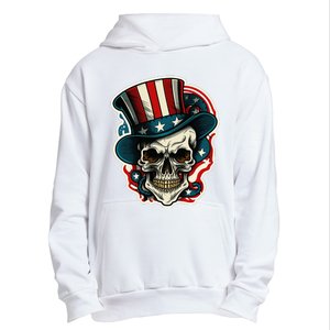 USA Proud Skull Top Hat American Flash Tattoo Retro 4th July Urban Pullover Hoodie