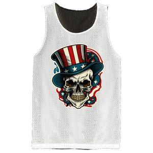 USA Proud Skull Top Hat American Flash Tattoo Retro 4th July Mesh Reversible Basketball Jersey Tank