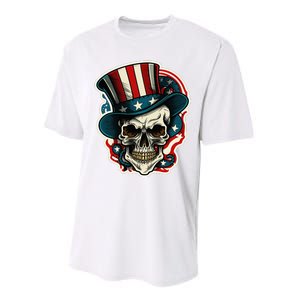 USA Proud Skull Top Hat American Flash Tattoo Retro 4th July Performance Sprint T-Shirt