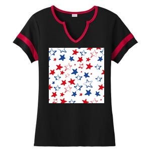 USA Pattern Stars Ladies Halftime Notch Neck Tee