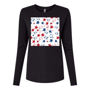 USA Pattern Stars Womens Cotton Relaxed Long Sleeve T-Shirt