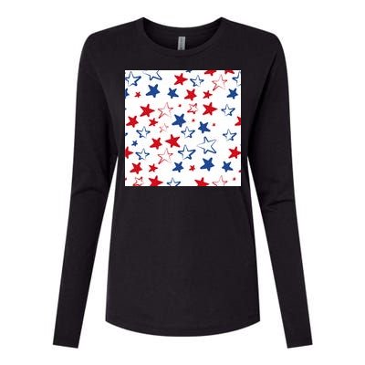 USA Pattern Stars Womens Cotton Relaxed Long Sleeve T-Shirt