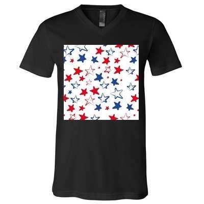 USA Pattern Stars V-Neck T-Shirt