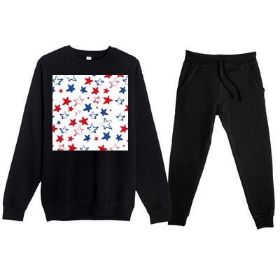 USA Pattern Stars Premium Crewneck Sweatsuit Set