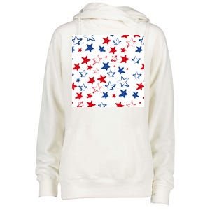 USA Pattern Stars Womens Funnel Neck Pullover Hood