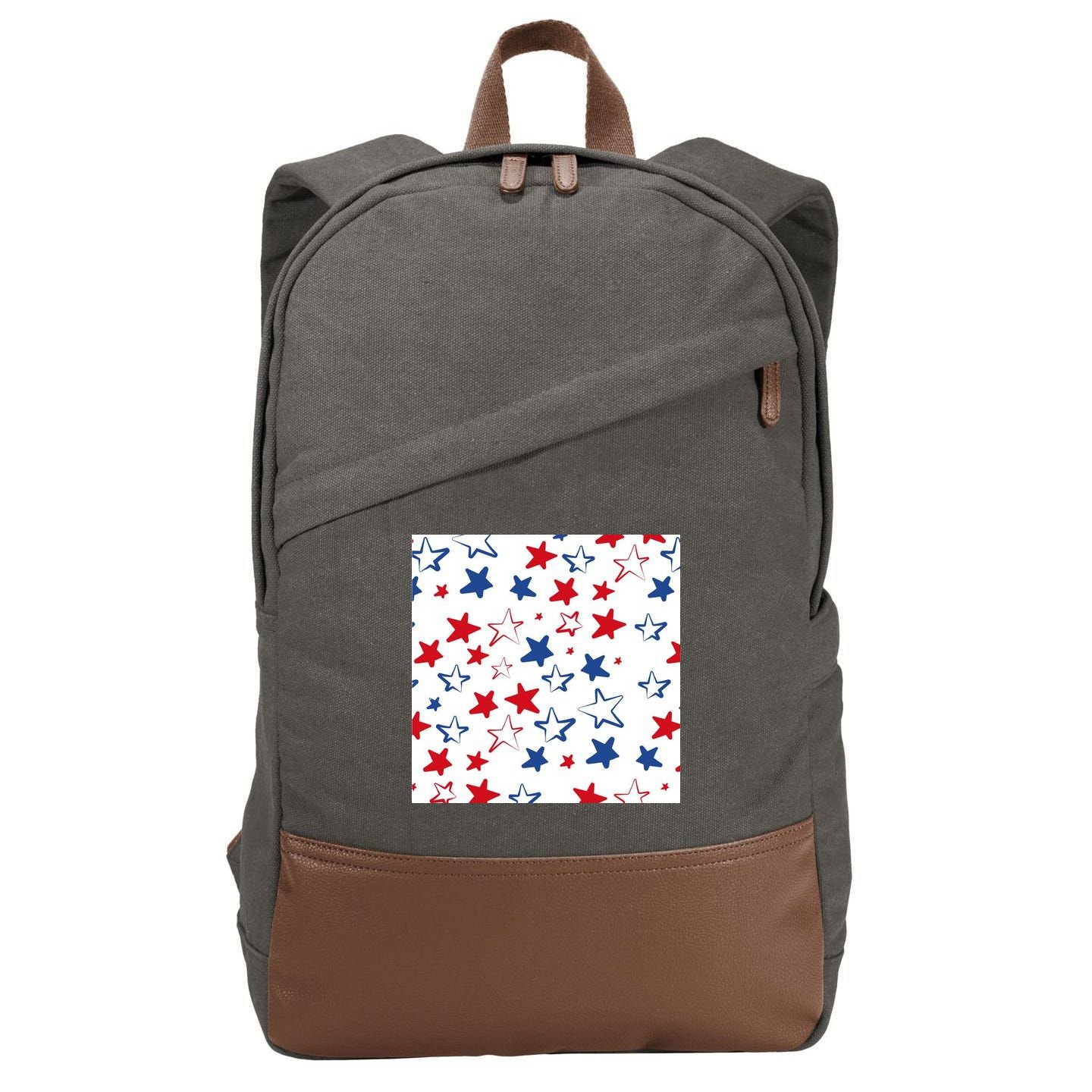 USA Pattern Stars Cotton Canvas Backpack