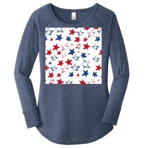 USA Pattern Stars Women's Perfect Tri Tunic Long Sleeve Shirt