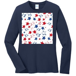 USA Pattern Stars Ladies Long Sleeve Shirt