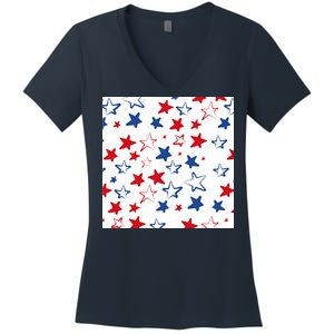 USA Pattern Stars Women's V-Neck T-Shirt