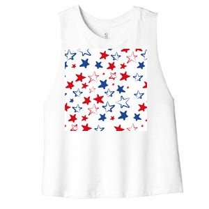 USA Pattern Stars Women's Racerback Cropped Tank