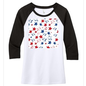 USA Pattern Stars Women's Tri-Blend 3/4-Sleeve Raglan Shirt