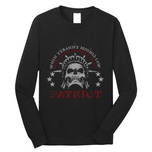 US Patriots Skull Tyranny Rebellion Freedom 2nd Amendment  Long Sleeve Shirt