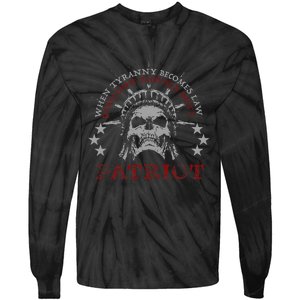 US Patriots Skull Tyranny Rebellion Freedom 2nd Amendment  Tie-Dye Long Sleeve Shirt