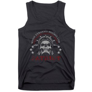 US Patriots Skull Tyranny Rebellion Freedom 2nd Amendment  Tank Top