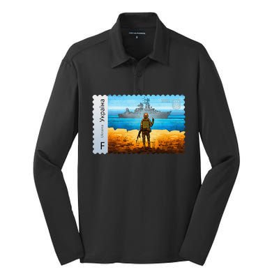 ukraine postage stamp flag pride mors day Silk Touch Performance Long Sleeve Polo