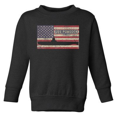 Uss Pomodon Ss486 Submarine Usa American Flag Toddler Sweatshirt