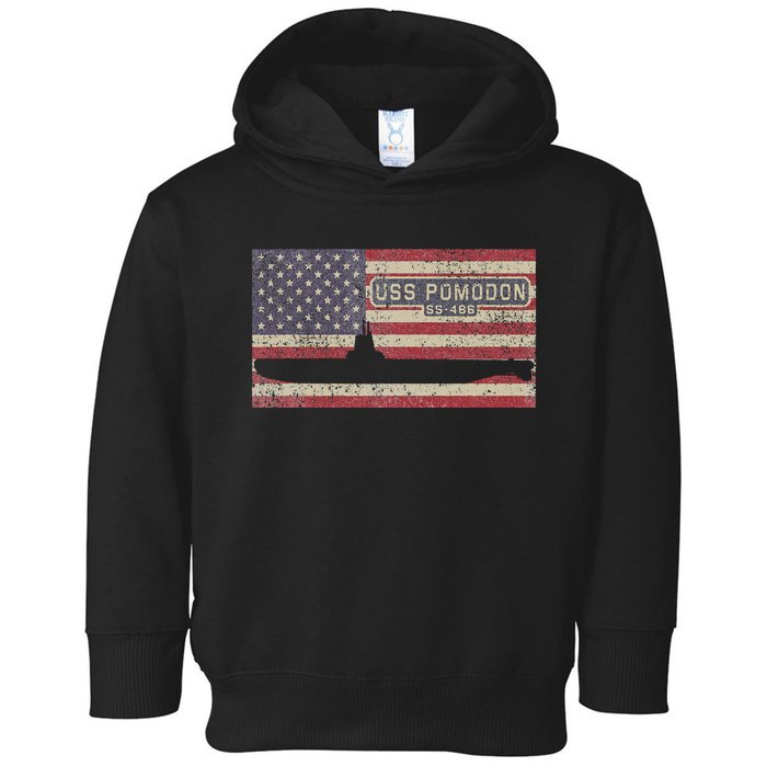 Uss Pomodon Ss486 Submarine Usa American Flag Toddler Hoodie