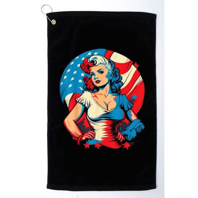 Unleash Patriotic Spirit. Seductive Vintage American Flag Platinum Collection Golf Towel