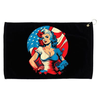 Unleash Patriotic Spirit. Seductive Vintage American Flag Grommeted Golf Towel