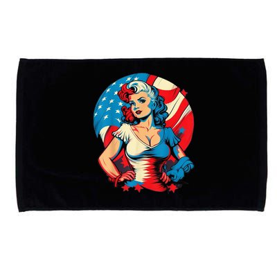 Unleash Patriotic Spirit. Seductive Vintage American Flag Microfiber Hand Towel