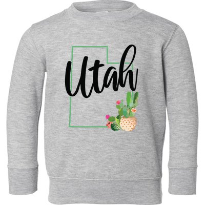 Utah Pride State Map Cactus Vintage Utah Toddler Sweatshirt