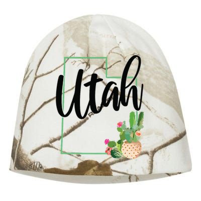 Utah Pride State Map Cactus Vintage Utah Kati - Camo Knit Beanie