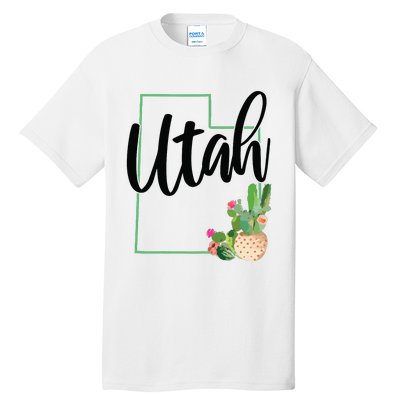 Utah Pride State Map Cactus Vintage Utah Tall T-Shirt