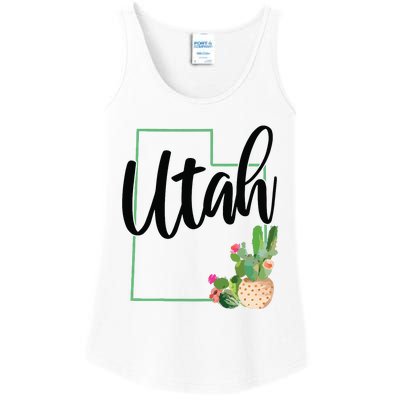 Utah Pride State Map Cactus Vintage Utah Ladies Essential Tank