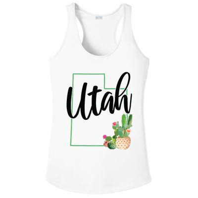 Utah Pride State Map Cactus Vintage Utah Ladies PosiCharge Competitor Racerback Tank