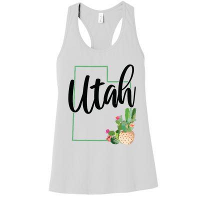 Utah Pride State Map Cactus Vintage Utah Women's Racerback Tank