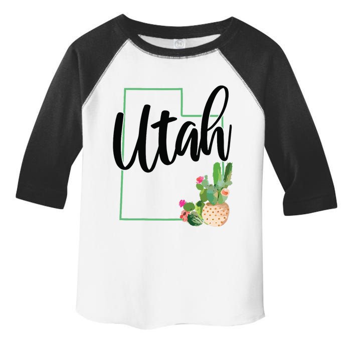 Utah Pride State Map Cactus Vintage Utah Toddler Fine Jersey T-Shirt