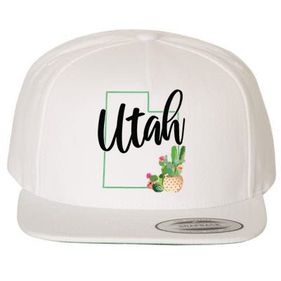 Utah Pride State Map Cactus Vintage Utah Wool Snapback Cap