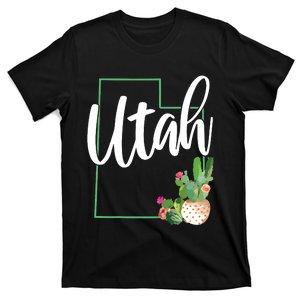 Utah Pride State Map Cactus T-Shirt