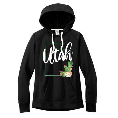 Utah Pride State Map Cactus Women's Fleece Hoodie