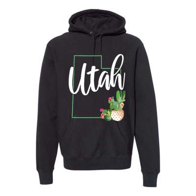 Utah Pride State Map Cactus Premium Hoodie