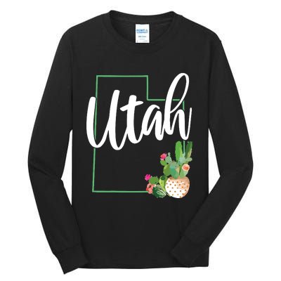 Utah Pride State Map Cactus Tall Long Sleeve T-Shirt