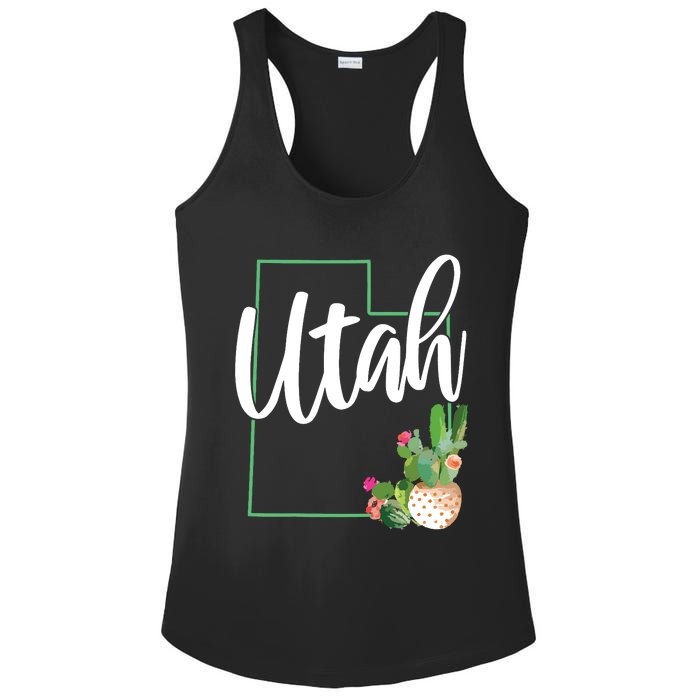 Utah Pride State Map Cactus Ladies PosiCharge Competitor Racerback Tank