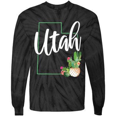 Utah Pride State Map Cactus Tie-Dye Long Sleeve Shirt