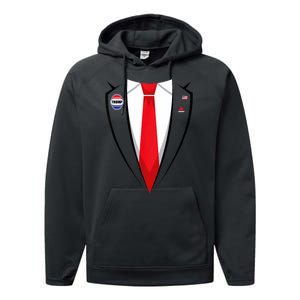 Usa President Trump Suit Performance Fleece Hoodie